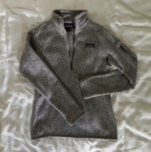 grey patagonia fleece pullover half zip jacket